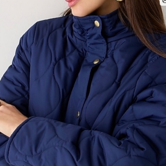 J. Crew Signature Puffer Navy Quilted Comfy Women's Coocon Jacket Winter Sz 2X - Picture 3 of 11